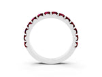 Round Garnet Polished Half Eternity Band in White gold with Classic Prong Setting_3