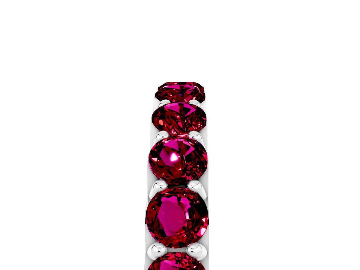 Round Garnet Polished Half Eternity Band in White gold with Classic Prong Setting_5