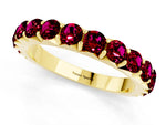 Round Garnet Polished Half Eternity Band in Yellow gold with Classic Prong Setting_1