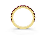 Round Garnet Polished Half Eternity Band in Yellow gold with Classic Prong Setting_3