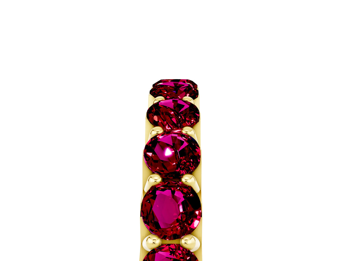 Round Garnet Polished Half Eternity Band in Yellow gold with Classic Prong Setting_5
