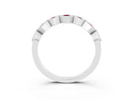 Round Garnet Square Bezel Chevron Band in Silver with Milgrain Detailing_3