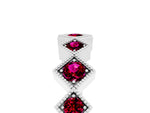 Round Garnet Square Bezel Chevron Band in White gold with Milgrain Detailing_5