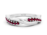 Round Garnet Twisted Infinity Band in Silver with Prong Setting