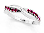 Round Garnet Twisted Infinity Band in Silver with Prong Setting_1