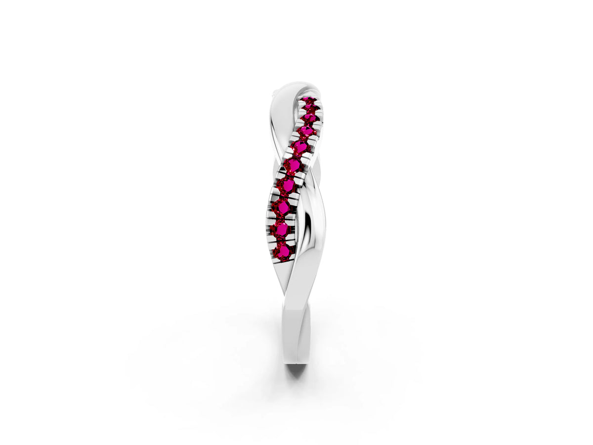 Round Garnet Twisted Infinity Band in Silver with Prong Setting_2