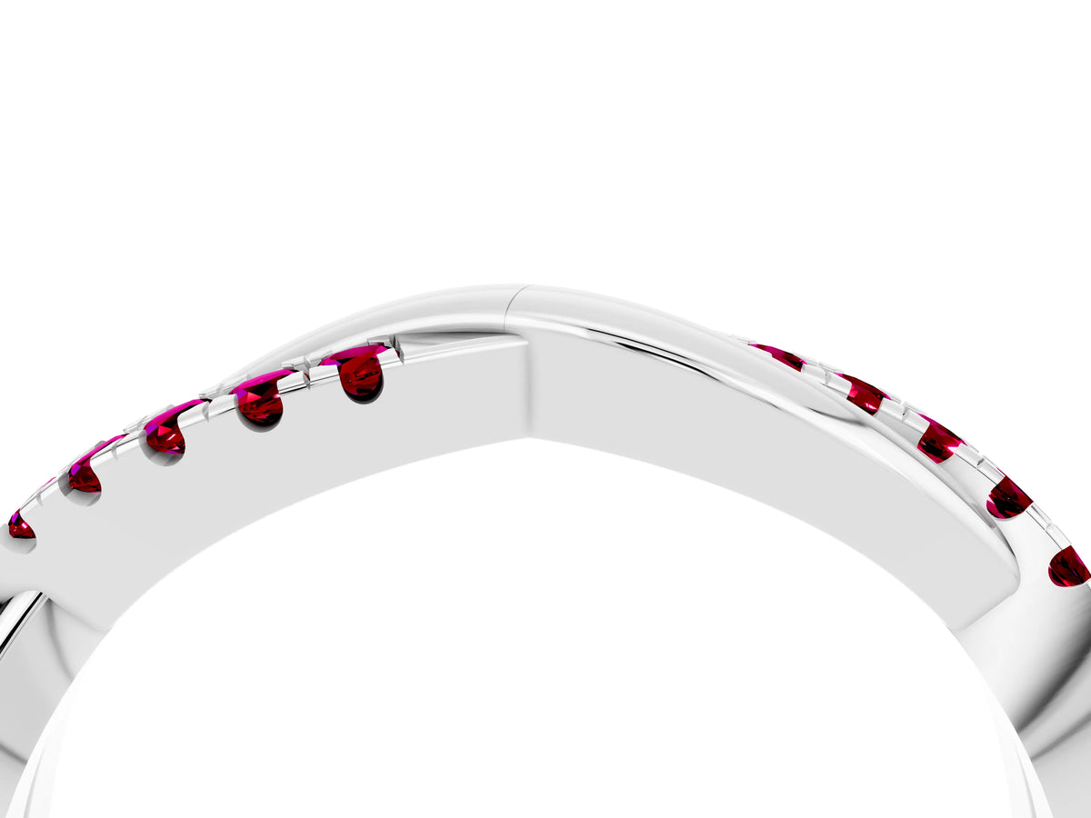 Round Garnet Twisted Infinity Band in Silver with Prong Setting_4