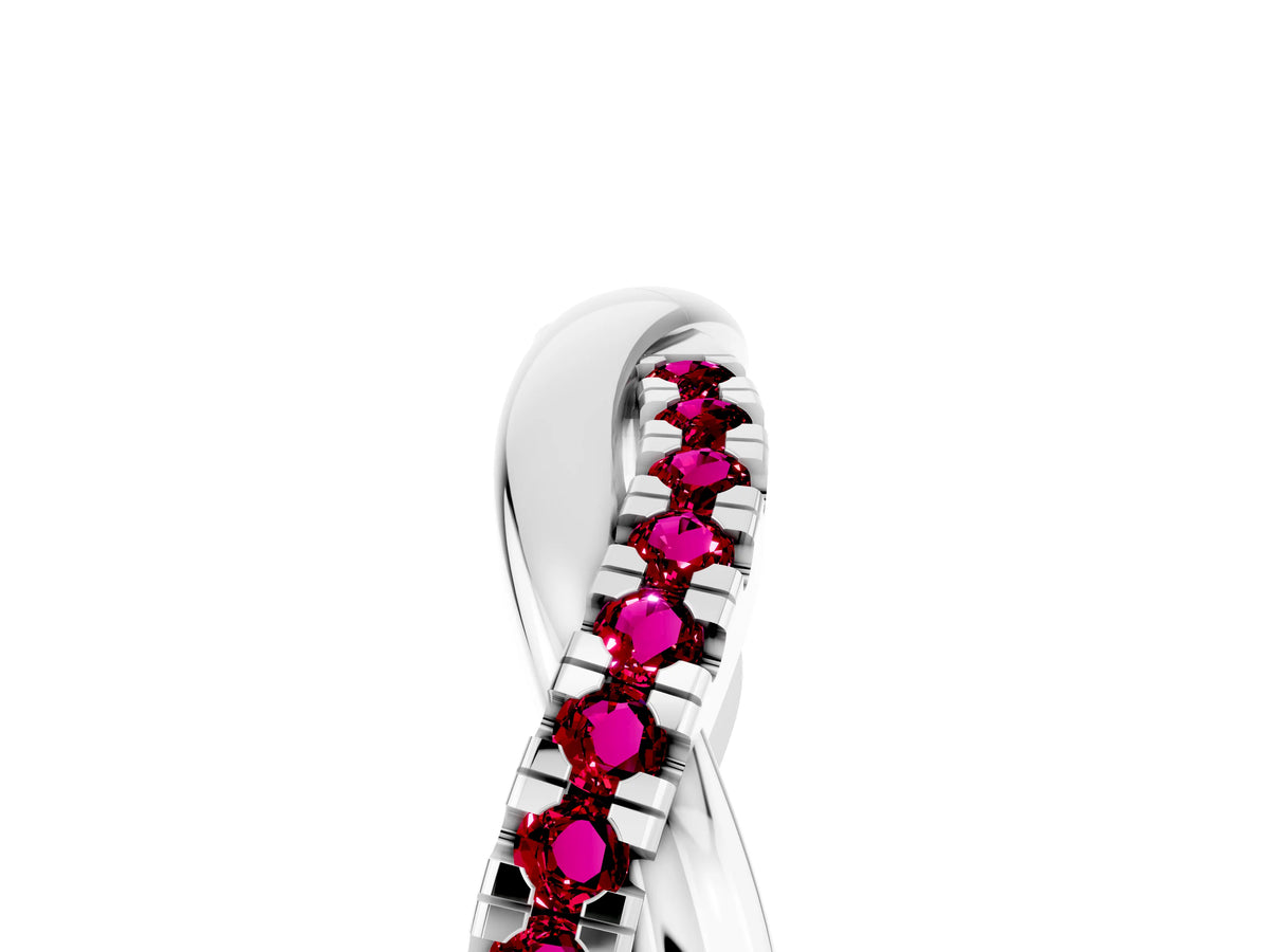 Round Garnet Twisted Infinity Band in Silver with Prong Setting_5