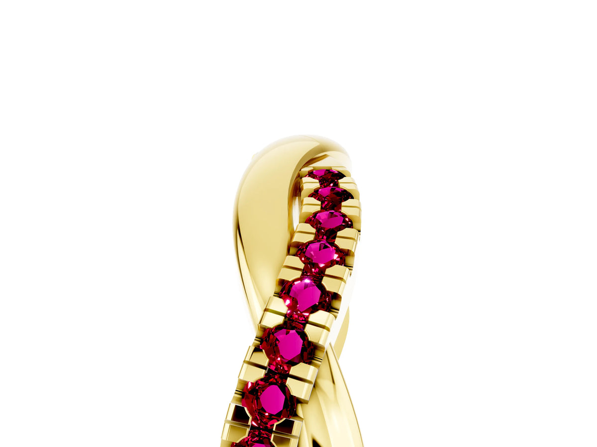 Round Garnet Twisted Infinity Band in Yellow gold with Prong Setting_5