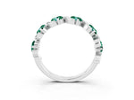 Round Green Sapphire Half Eternity Band in Platinum with Wave Prong Setting_3