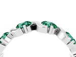 Round Green Sapphire Half Eternity Band in Platinum with Wave Prong Setting_4