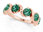 Round Green Sapphire Half Eternity Band in Rose gold with Wave Prong Setting_1