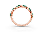 Round Green Sapphire Half Eternity Band in Rose gold with Wave Prong Setting_3