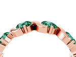 Round Green Sapphire Half Eternity Band in Rose gold with Wave Prong Setting_4