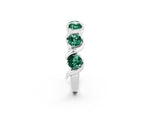 Round Green Sapphire Half Eternity Band in Silver with Wave Prong Setting_2