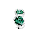 Round Green Sapphire Half Eternity Band in Silver with Wave Prong Setting_5