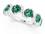 Round Green Sapphire Half Eternity Band in White gold with Wave Prong Setting_1