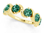 Round Green Sapphire Half Eternity Band in Yellow gold with Wave Prong Setting_1