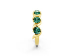 Round Green Sapphire Half Eternity Band in Yellow gold with Wave Prong Setting_2