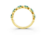Round Green Sapphire Half Eternity Band in Yellow gold with Wave Prong Setting_3