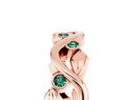 Round Green Sapphire Leaf Motif Eternity Band in Rose gold with Bezel Setting_5