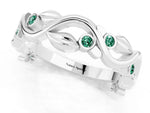 Round Green Sapphire Leaf Motif Eternity Band in Silver with Bezel Setting_1