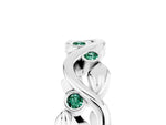 Round Green Sapphire Leaf Motif Eternity Band in Silver with Bezel Setting_5
