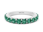 Round Green Sapphire Polished Half Eternity Band in Platinum with Classic Prong Setting