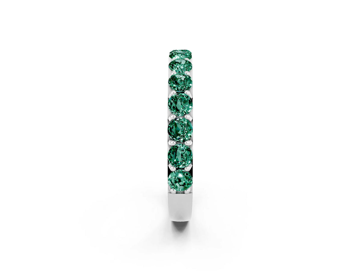 Round Green Sapphire Polished Half Eternity Band in Platinum with Classic Prong Setting_2