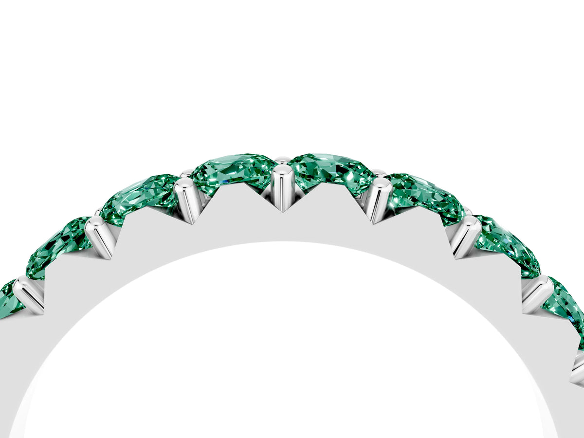 Round Green Sapphire Polished Half Eternity Band in Silver with Classic Prong Setting_4