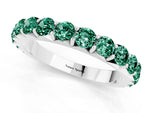 Round Green Sapphire Polished Half Eternity Band in White gold with Classic Prong Setting_1