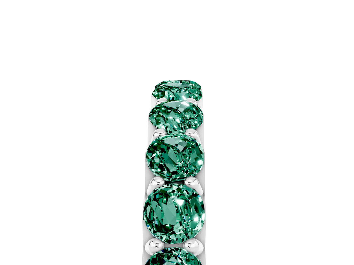 Round Green Sapphire Polished Half Eternity Band in White gold with Classic Prong Setting_5