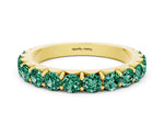 Round Green Sapphire Polished Half Eternity Band in Yellow gold with Classic Prong Setting