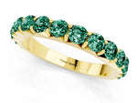 Round Green Sapphire Polished Half Eternity Band in Yellow gold with Classic Prong Setting_1