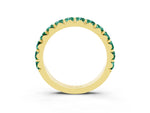 Round Green Sapphire Polished Half Eternity Band in Yellow gold with Classic Prong Setting_3