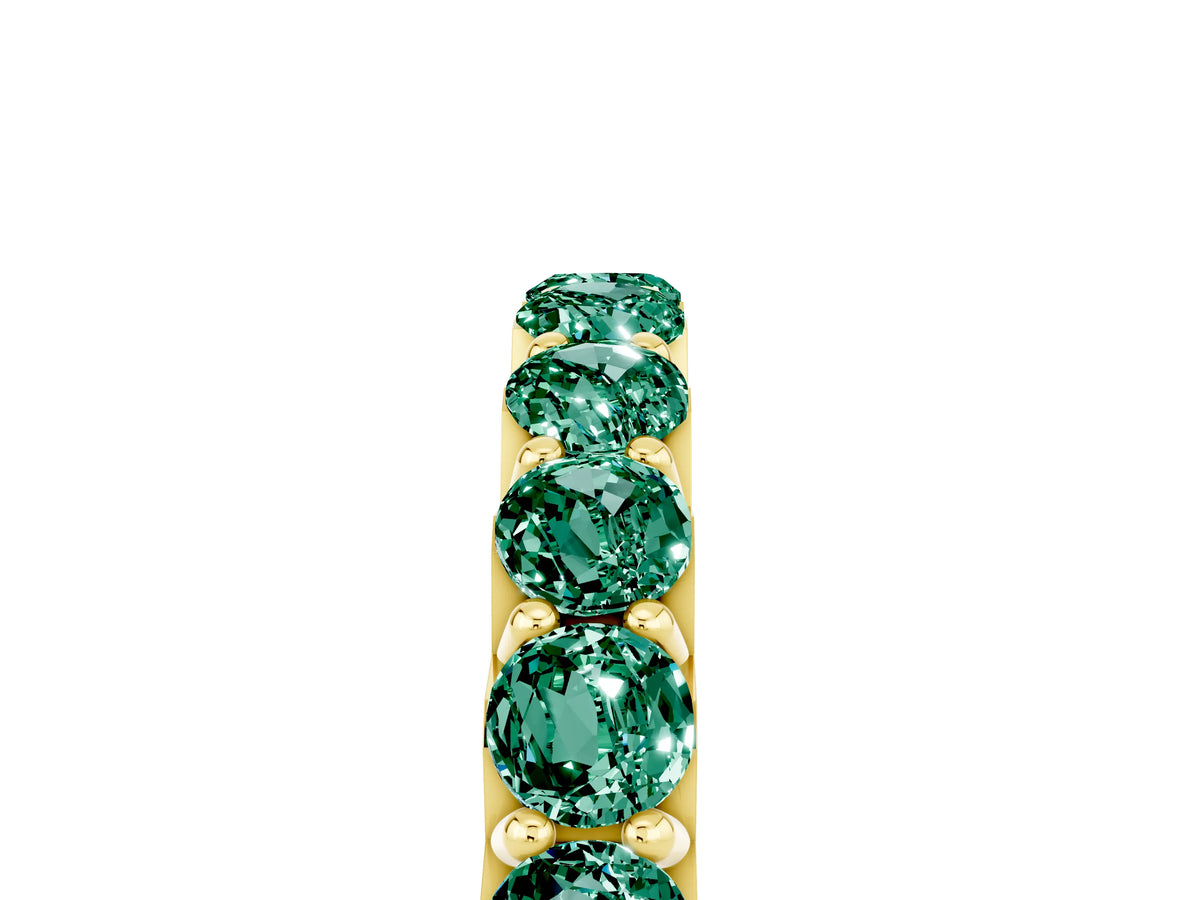 Round Green Sapphire Polished Half Eternity Band in Yellow gold with Classic Prong Setting_5