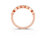 Round Green Sapphire Square Bezel Chevron Band in Rose gold with Milgrain Detailing_3