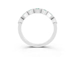 Round Green Sapphire Square Bezel Chevron Band in Silver with Milgrain Detailing_3