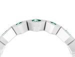 Round Green Sapphire Square Bezel Chevron Band in Silver with Milgrain Detailing_4