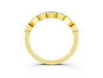 Round Green Sapphire Square Bezel Chevron Band in Yellow gold with Milgrain Detailing_3