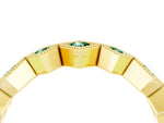 Round Green Sapphire Square Bezel Chevron Band in Yellow gold with Milgrain Detailing_4
