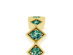 Round Green Sapphire Square Bezel Chevron Band in Yellow gold with Milgrain Detailing_5
