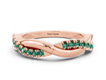 Round Green Sapphire Twisted Infinity Band in Rose gold with Prong Setting
