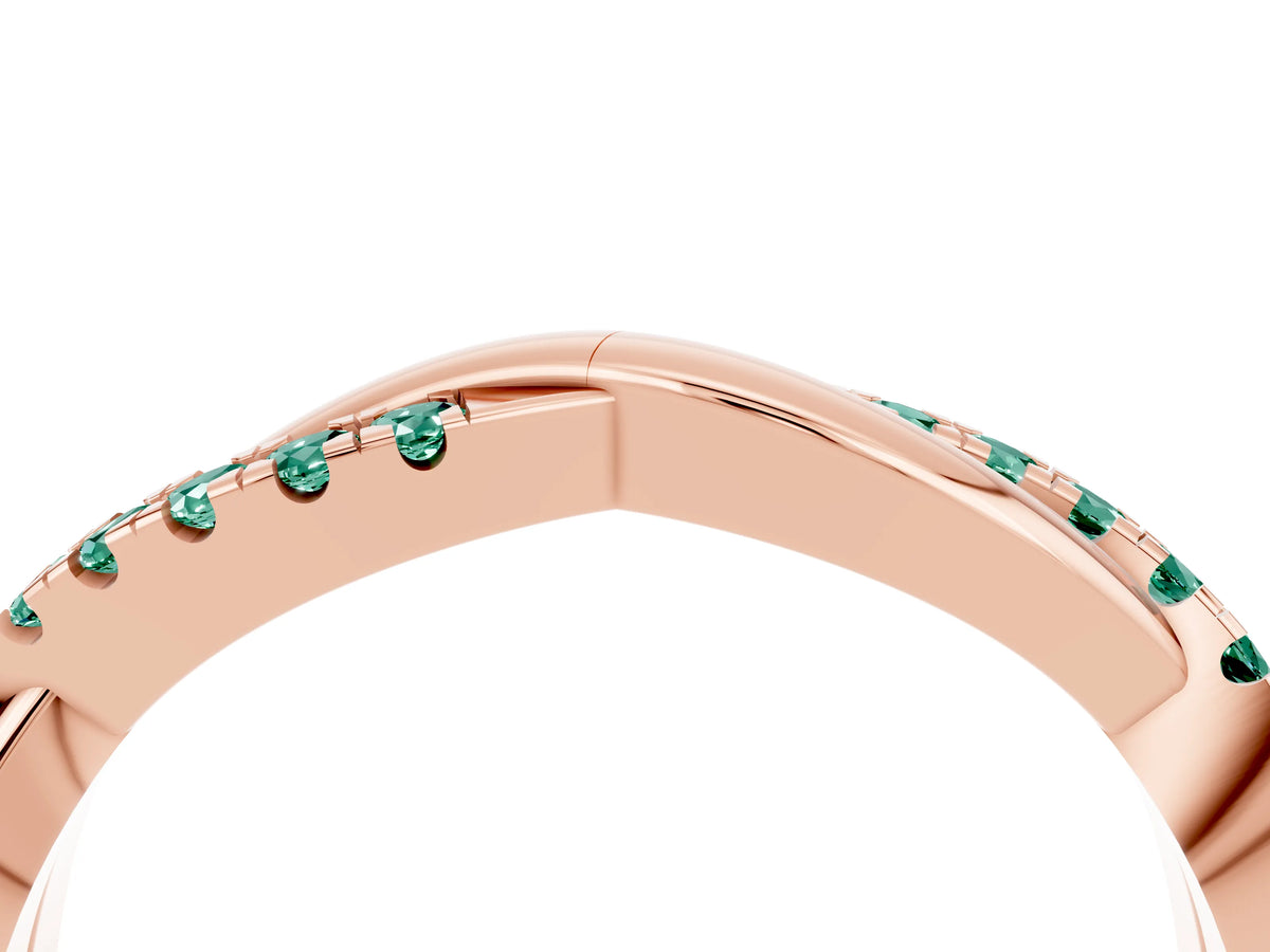 Round Green Sapphire Twisted Infinity Band in Rose gold with Prong Setting_4