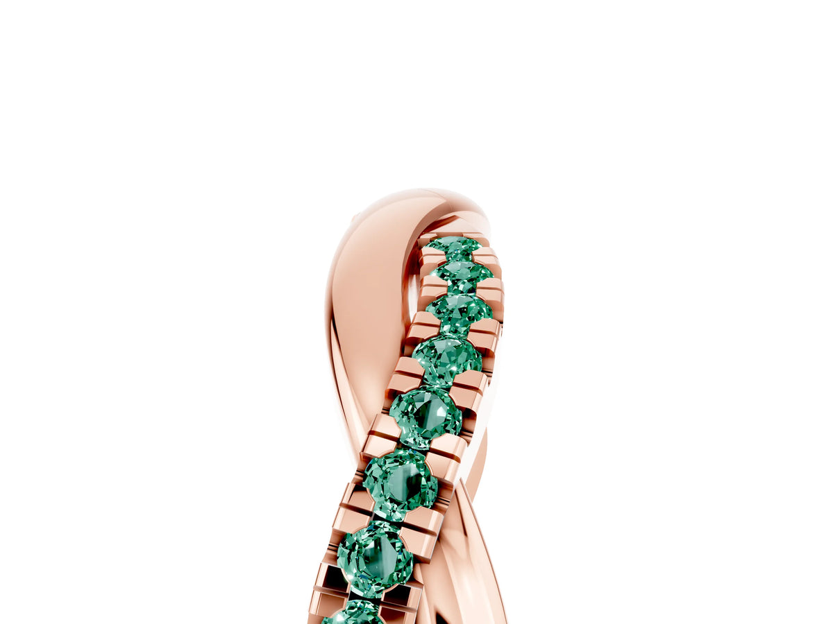 Round Green Sapphire Twisted Infinity Band in Rose gold with Prong Setting_5