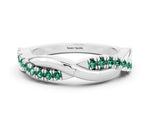 Round Green Sapphire Twisted Infinity Band in Silver with Prong Setting