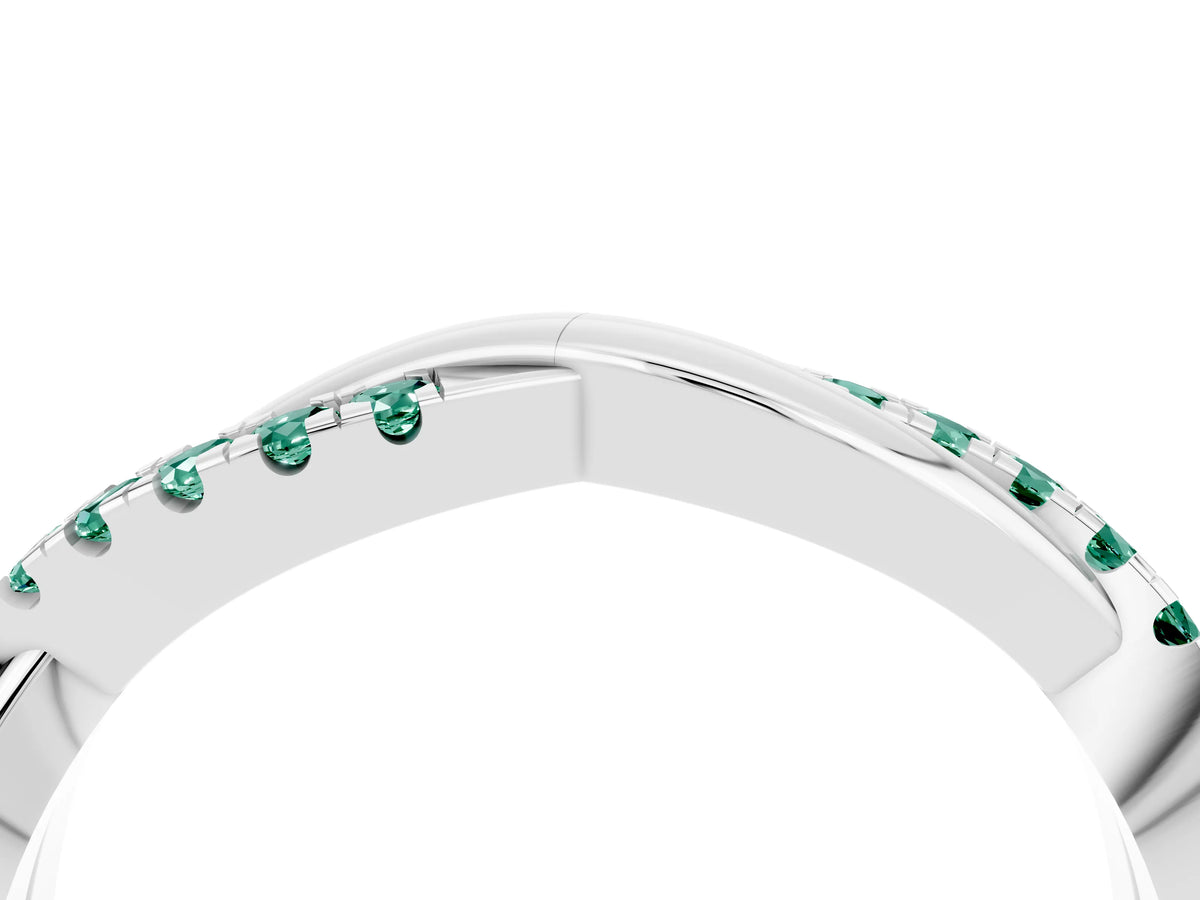 Round Green Sapphire Twisted Infinity Band in Silver with Prong Setting_4