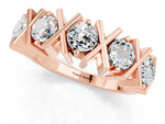 Round Moissanite Channel Set Band in Rose gold with X-Prong Detail_1