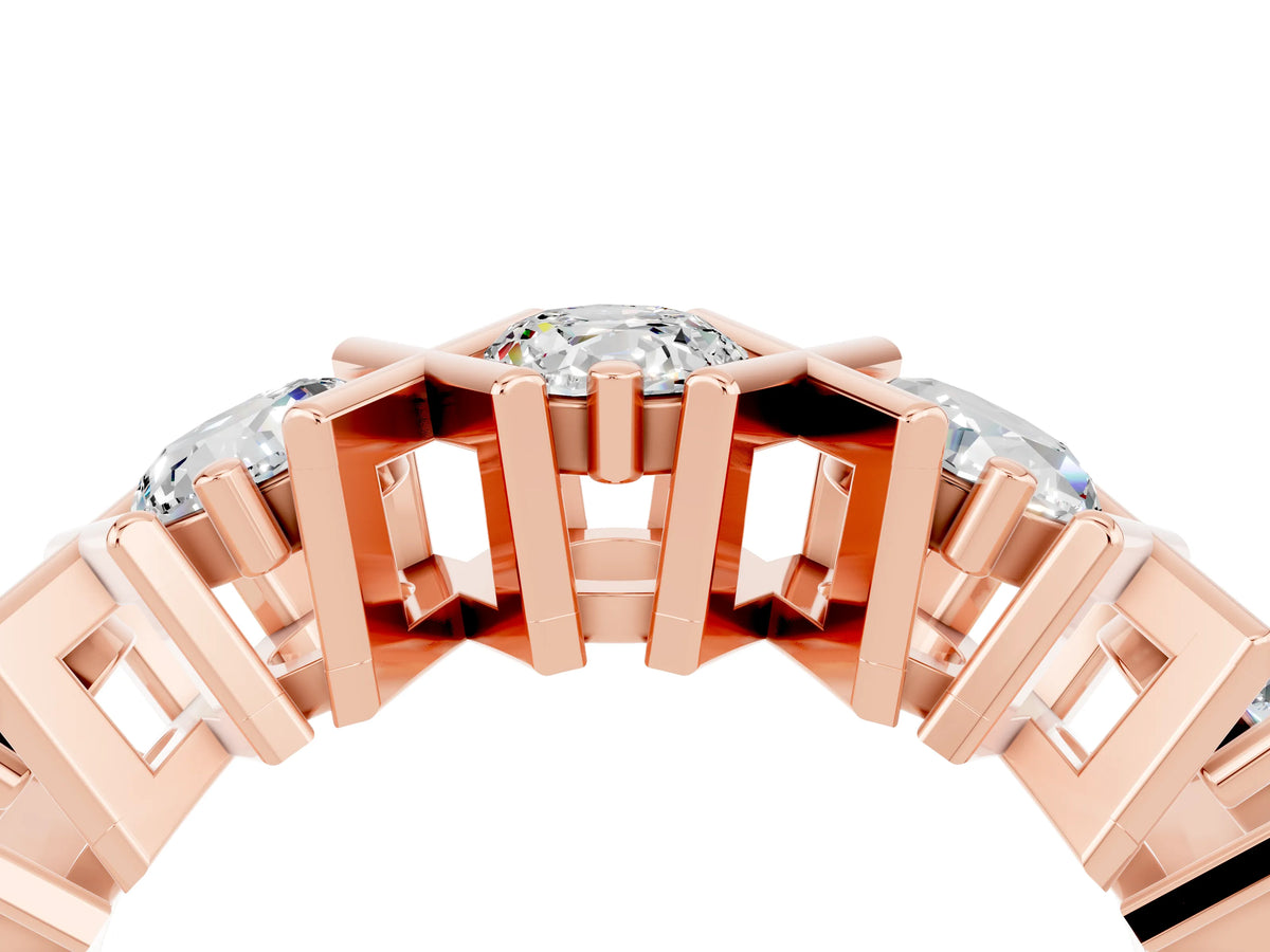 Round Moissanite Channel Set Band in Rose gold with X-Prong Detail_4