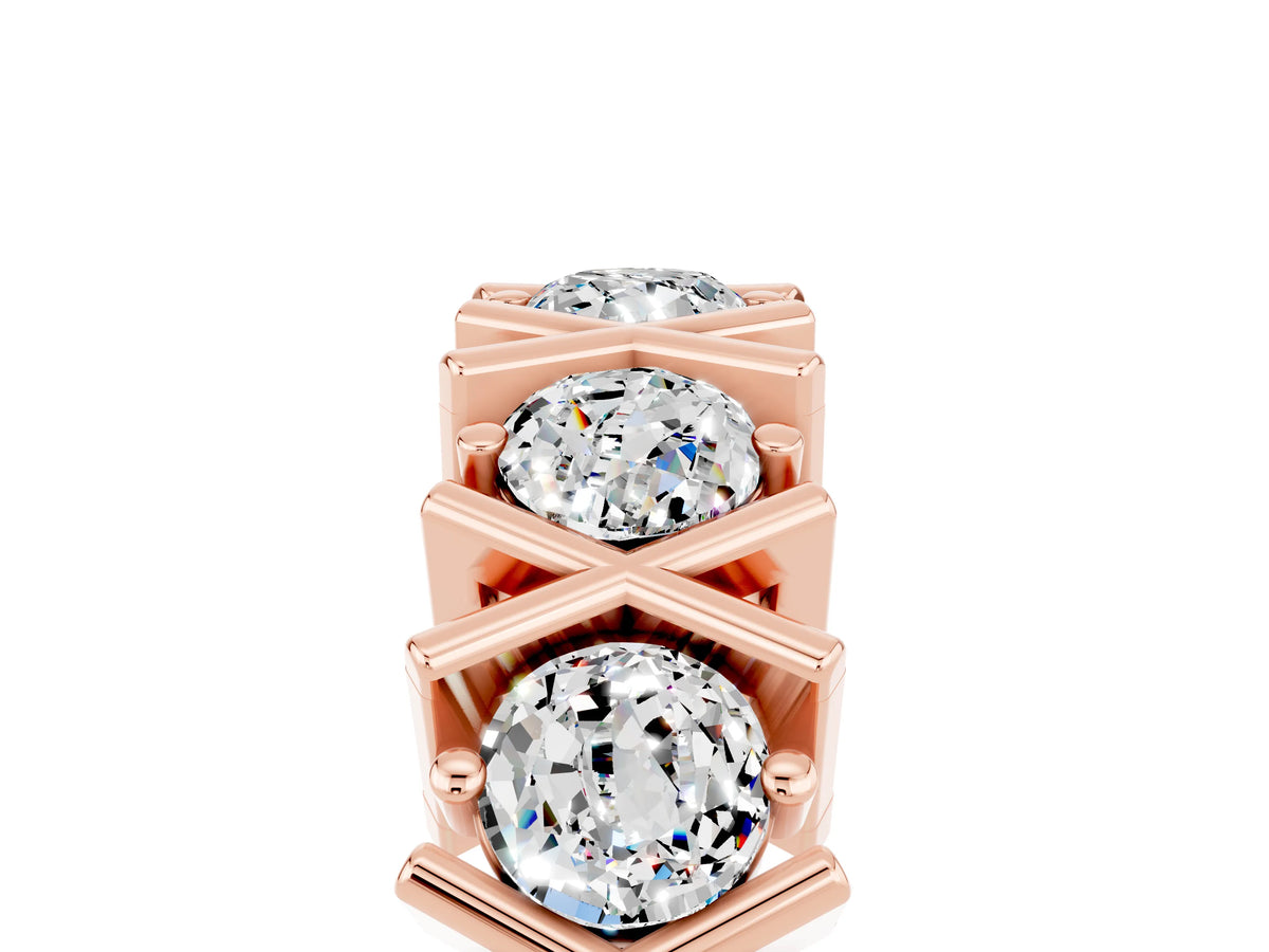 Round Moissanite Channel Set Band in Rose gold with X-Prong Detail_5